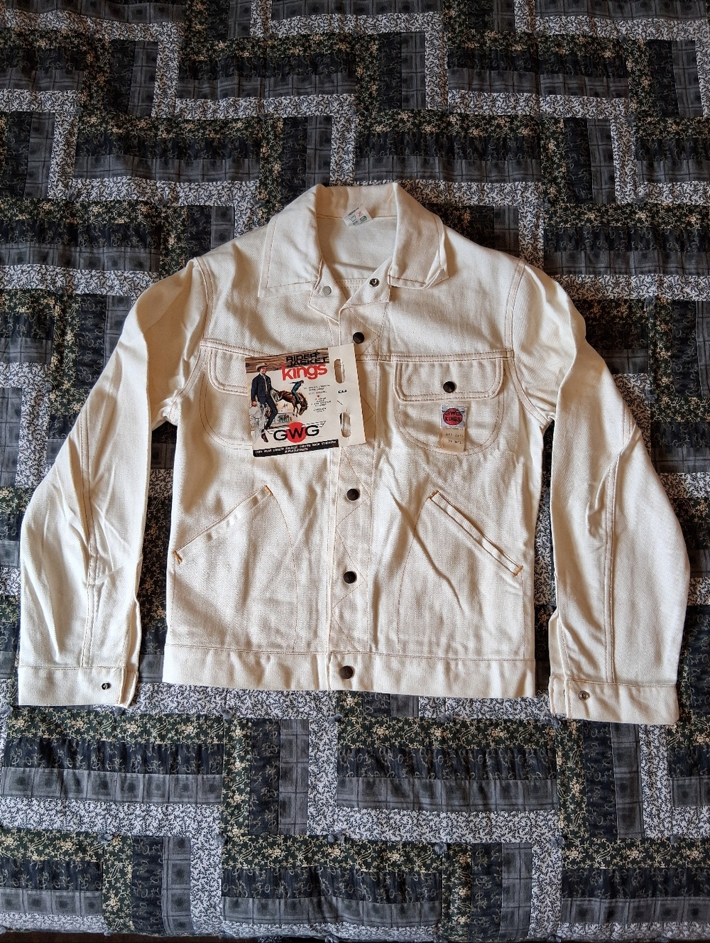 VTG 1970s GWG Kings Rider White Denim Jacket Adult Medium (Size 36) New NWT